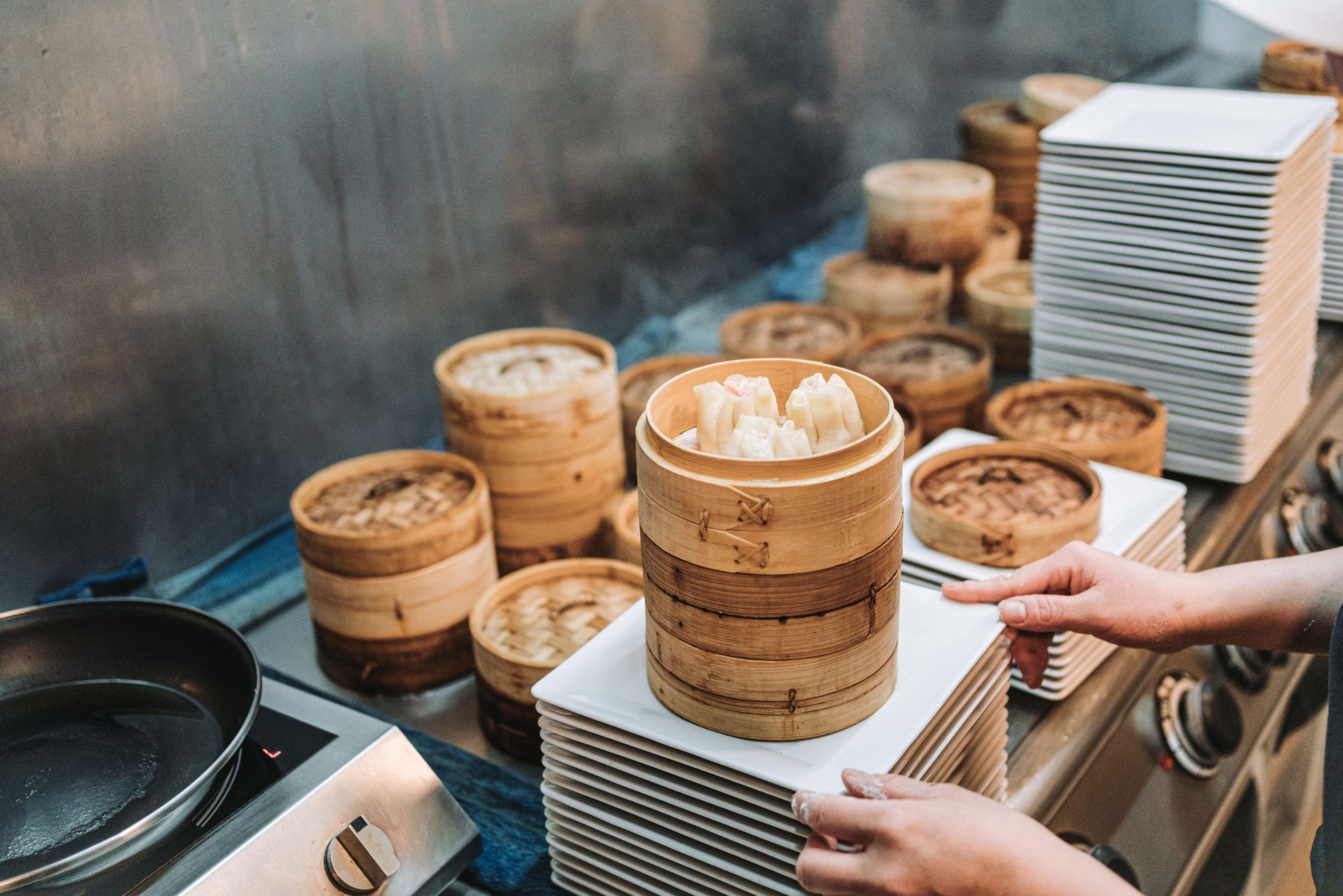 steamed dumplings ready to be served